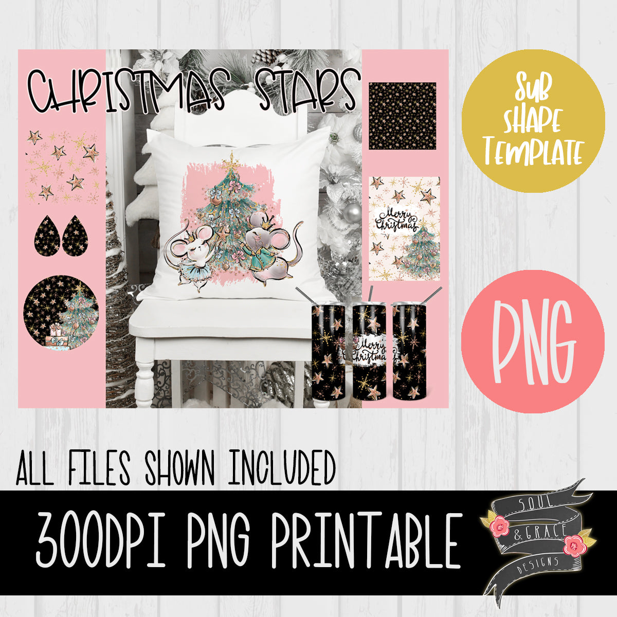 Christmas Stars Sublimation Template Set