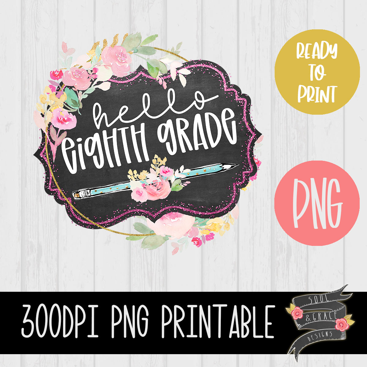 Hello Eighth Grade Floral