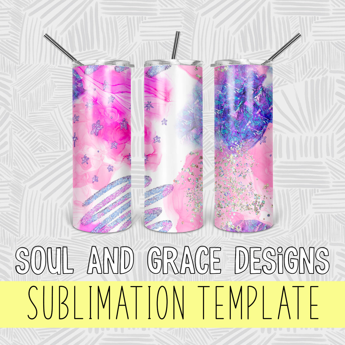 Pink Mermaid Watercolor Tumbler Wrap Design