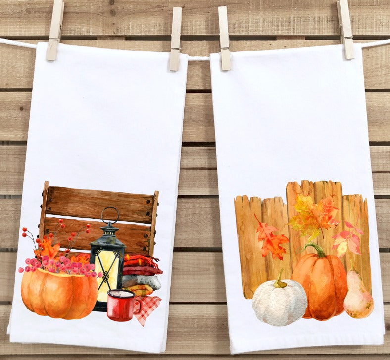 Fall Pumpkins on fence and with lantern