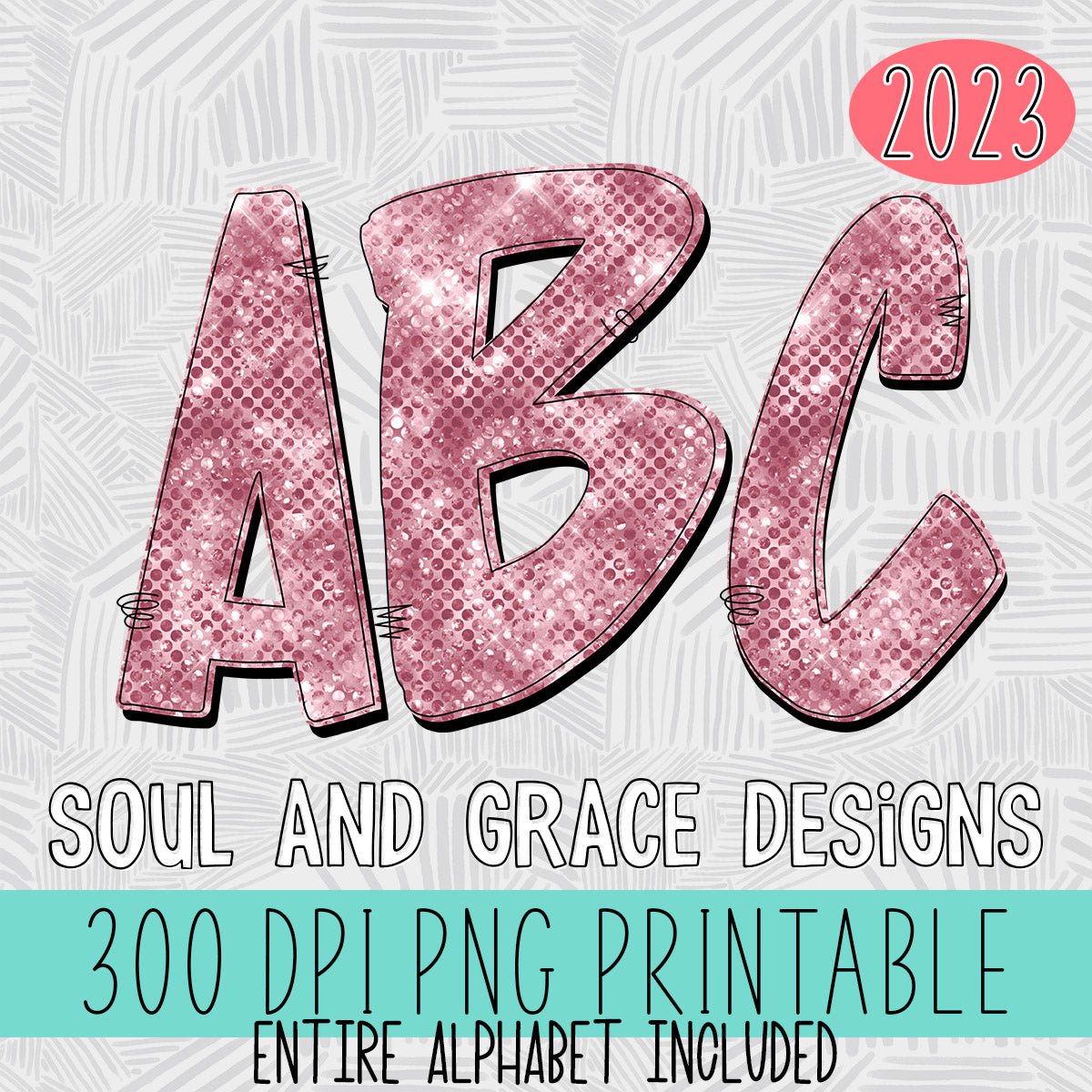 Rose Pink Sparkle Alphabet