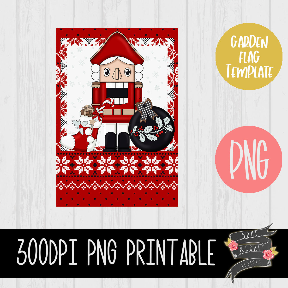 Ugly Sweater Nutcracker Garden Flag