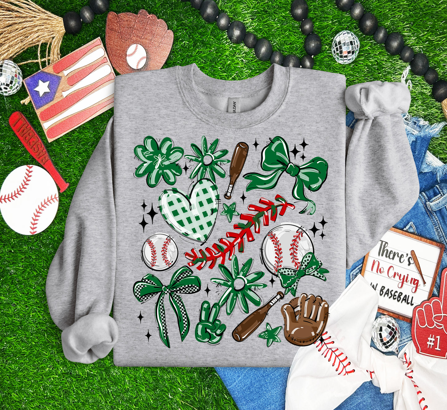 KELLY GREEN PLAY BALL COLLAGE BASEBALL