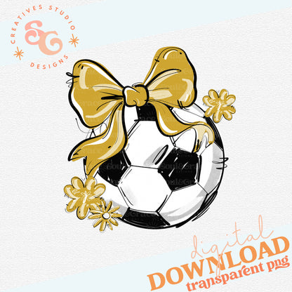 VEGAS PLAY BALL SOCCER BOW WITH FLOWERS
