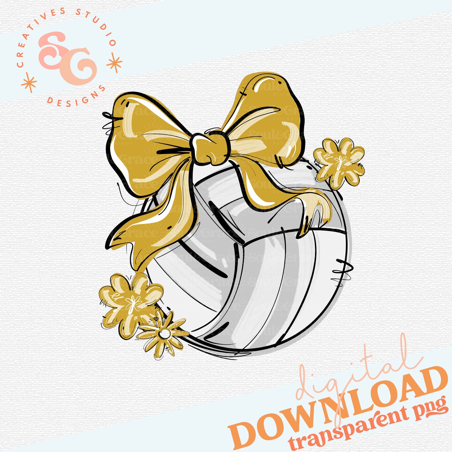 VEGAS PLAY BALL VOLLEYBALL BOW WITH FLOWERS