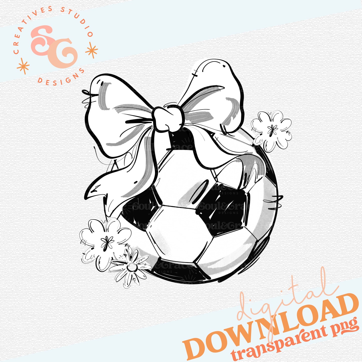 WHITE PLAY BALL SOCCER BOW WITH FLOWERS