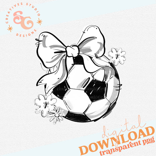WHITE PLAY BALL SOCCER BOW WITH FLOWERS