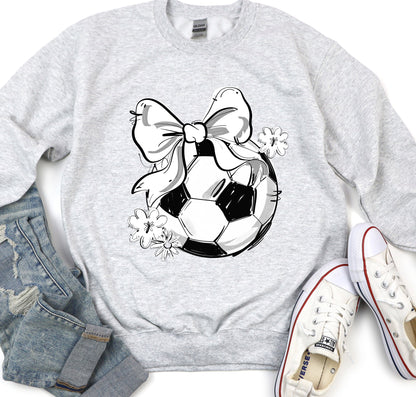 WHITE PLAY BALL SOCCER BOW WITH FLOWERS