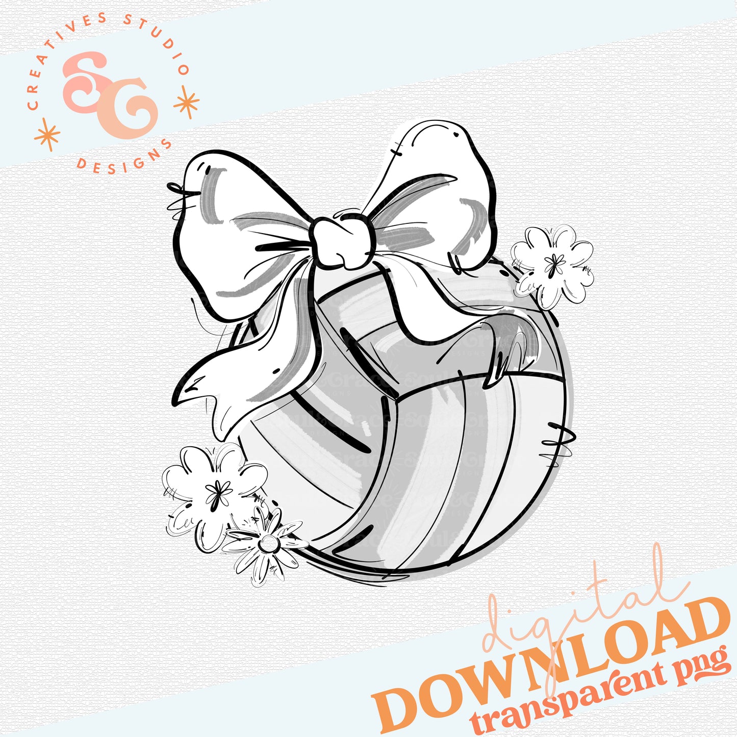 WHITE PLAY BALL VOLLEYBALL BOW WITH FLOWERS