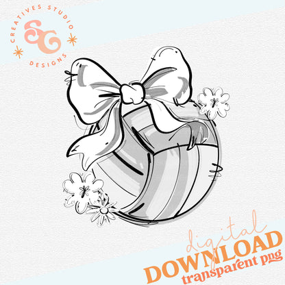 WHITE PLAY BALL VOLLEYBALL BOW WITH FLOWERS