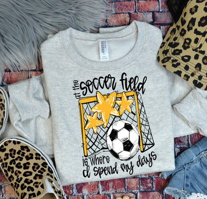 YELLOW AT THE SOCCER FIELD IS WHERE I SPEND MY DAYS