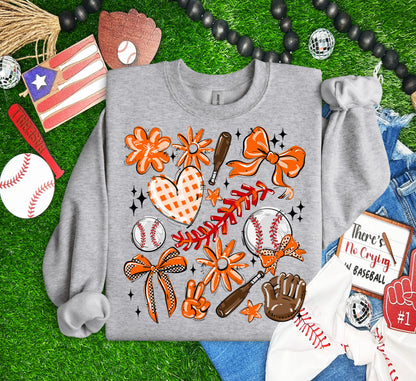 ORANGE PLAY BALL COLLAGE BASEBALL