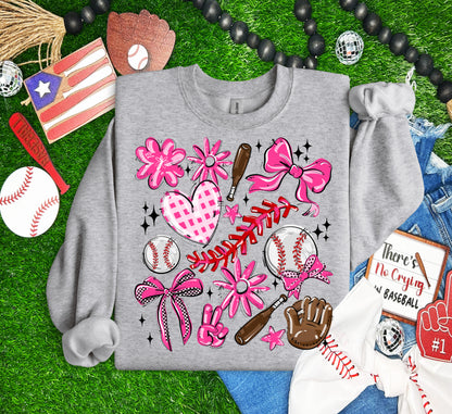 PINK PLAY BALL COLLAGE BASEBALL