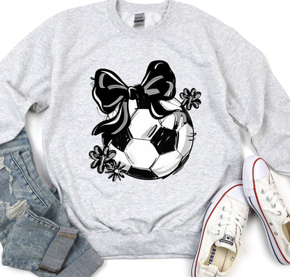 BLACK PLAY BALL SOCCER BOW WITH FLOWERS