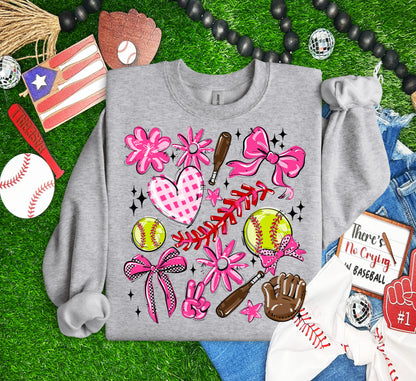 PINK PLAY BALL COLLAGE SOFTBALL