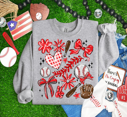 RED PLAY BALL COLLAGE BASEBALL