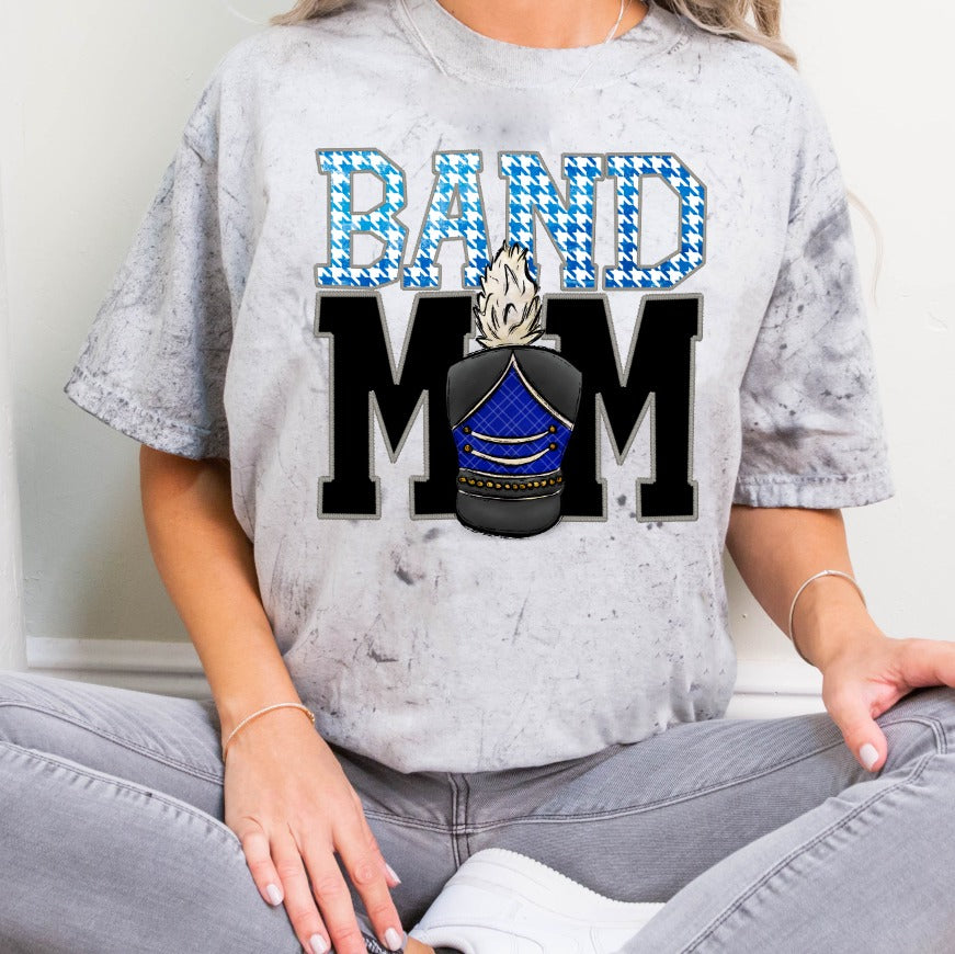 Faux Stitched Band Mom - Blue