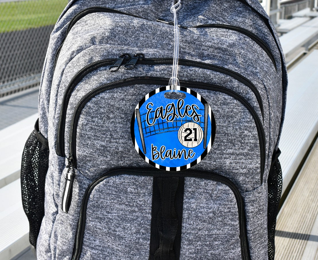 Volleyball Bag Tag - Door Hanger - Ornament - Blue