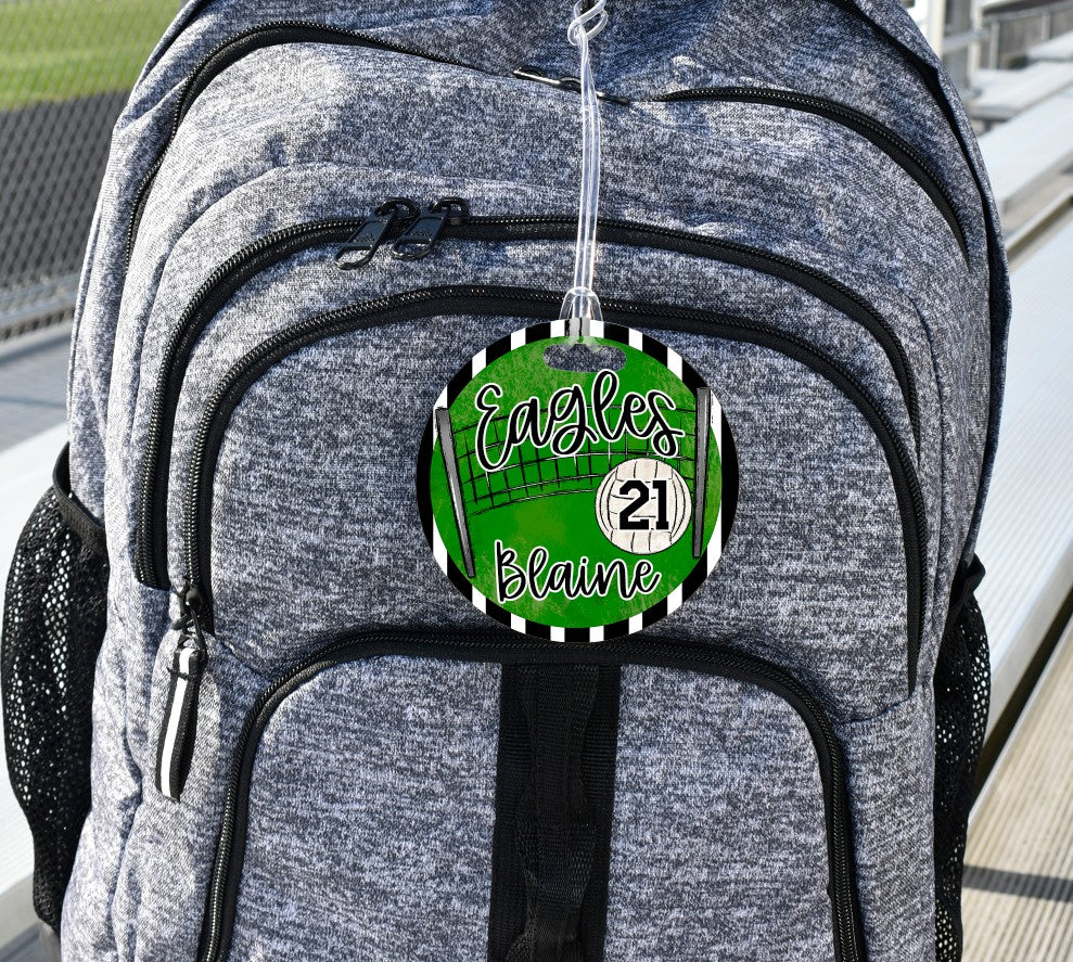 Volleyball Bag Tag - Door Hanger - Ornament - Green