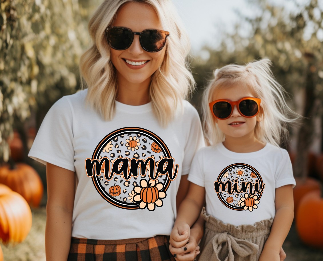 Pumpkin Name Circle Mama and Mini