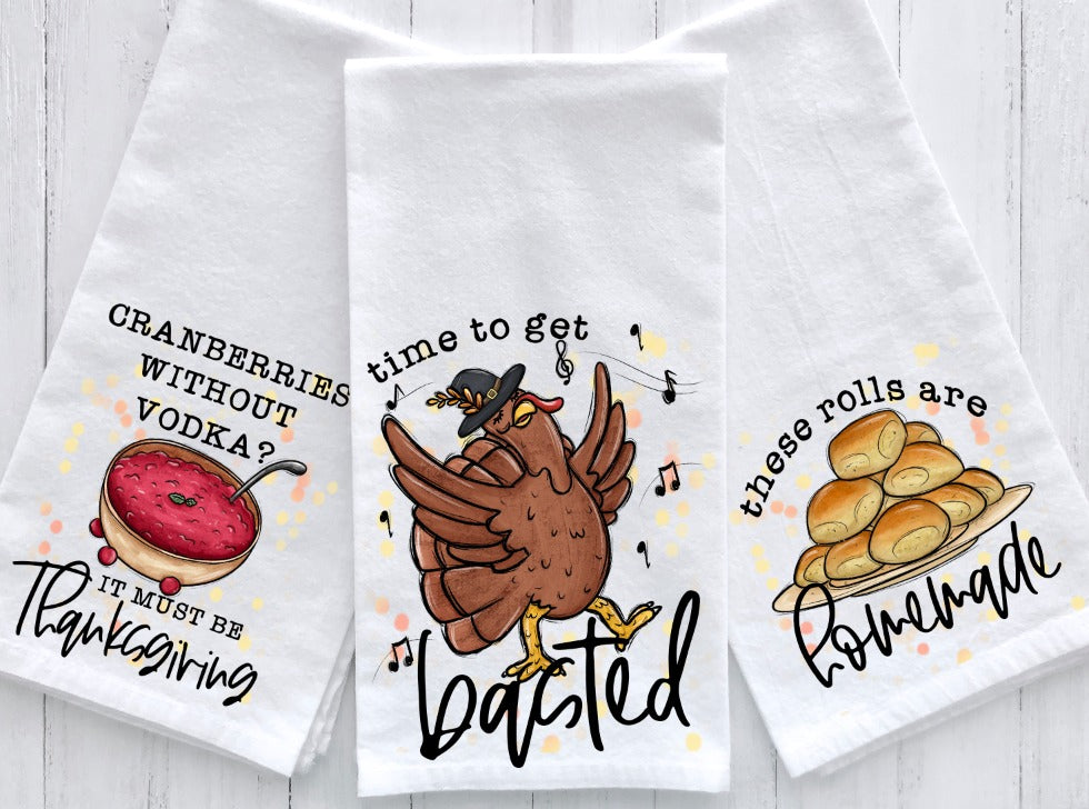 Snarky Turkey Tea Towel Trio - Thanksgiving Designs