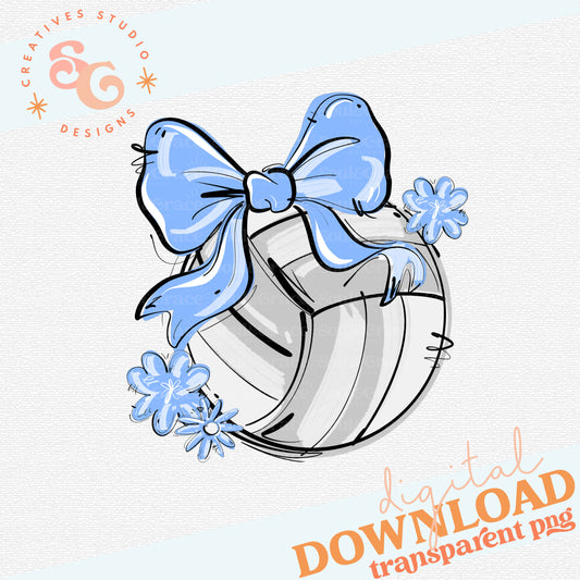 COLUMBIA PLAY BALL VOLLEYBALL BOW WITH FLOWERS