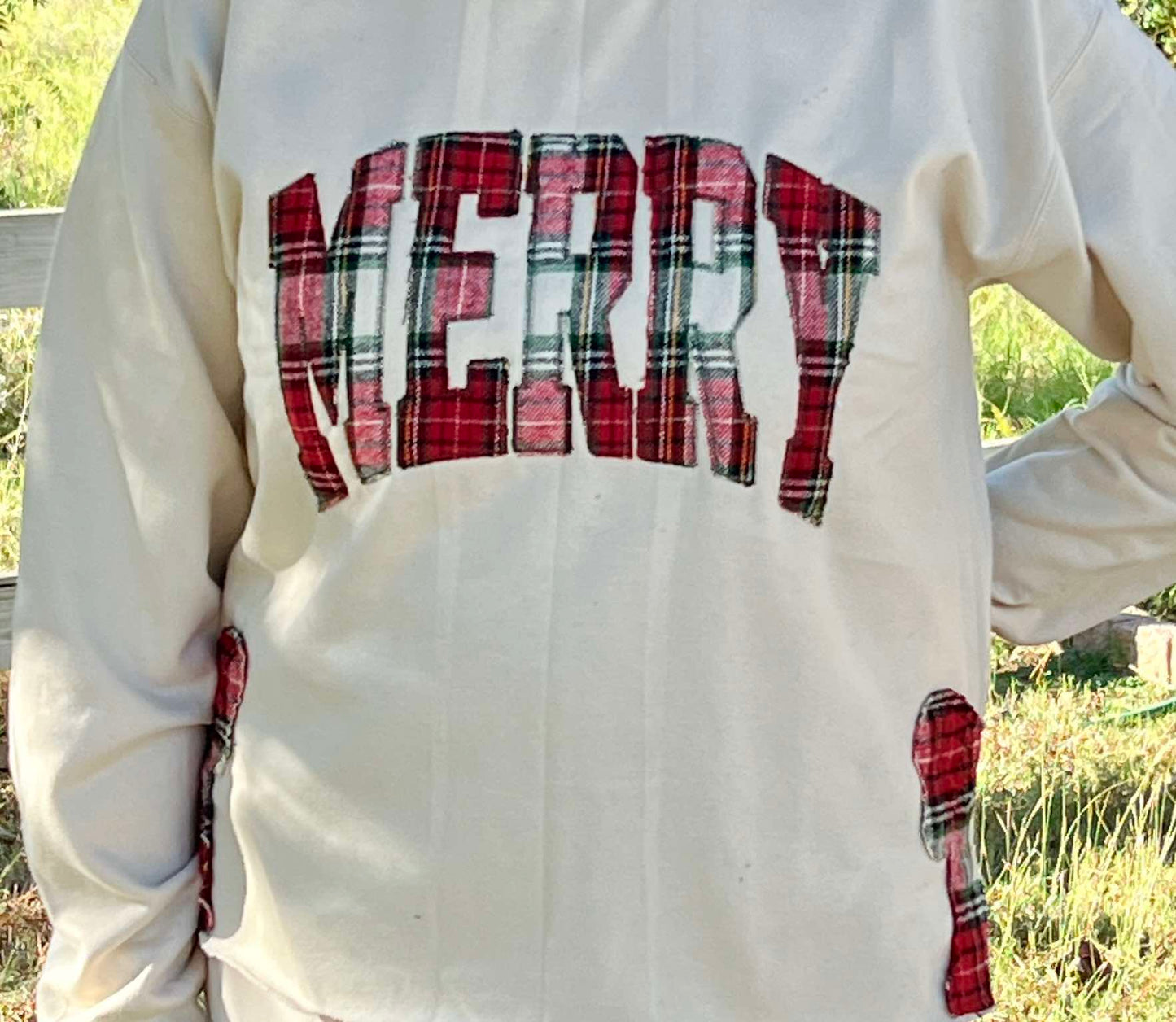 Merry Flannel Plaid Bow Sweatshirt