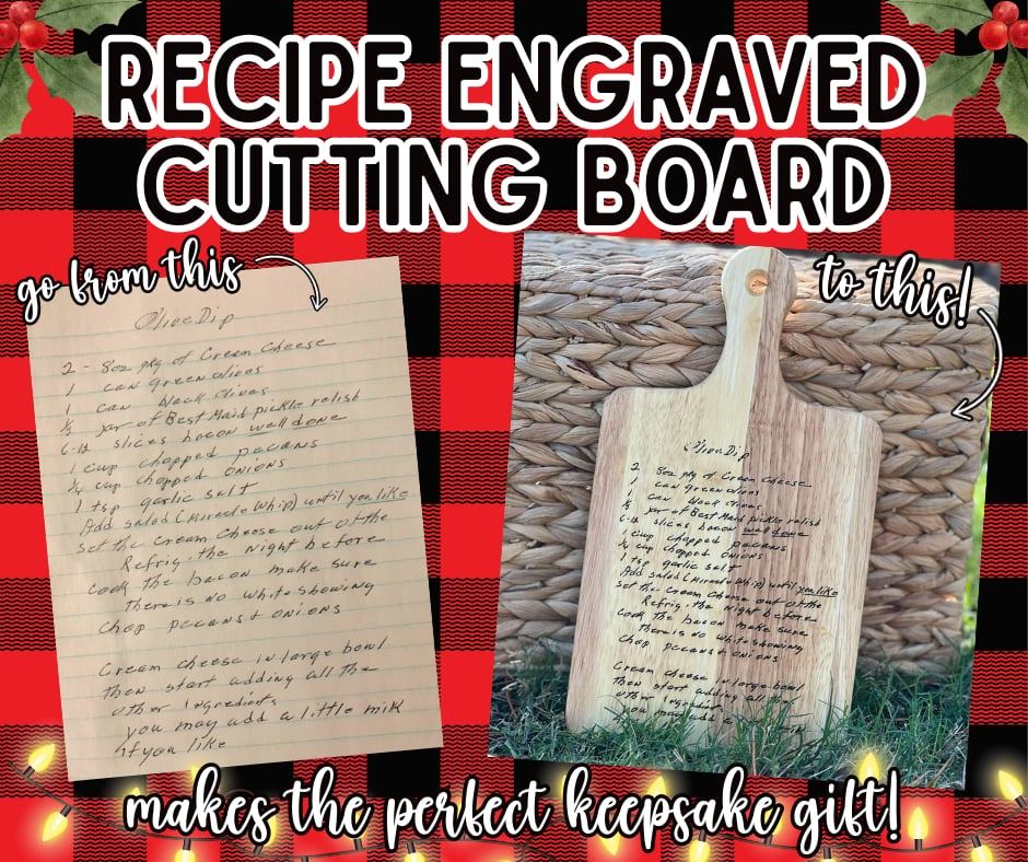 Custom Recipe Engraved Cutting Board | Personalized Handwritten Recipe Keepsake – Charcuterie/Bread Board