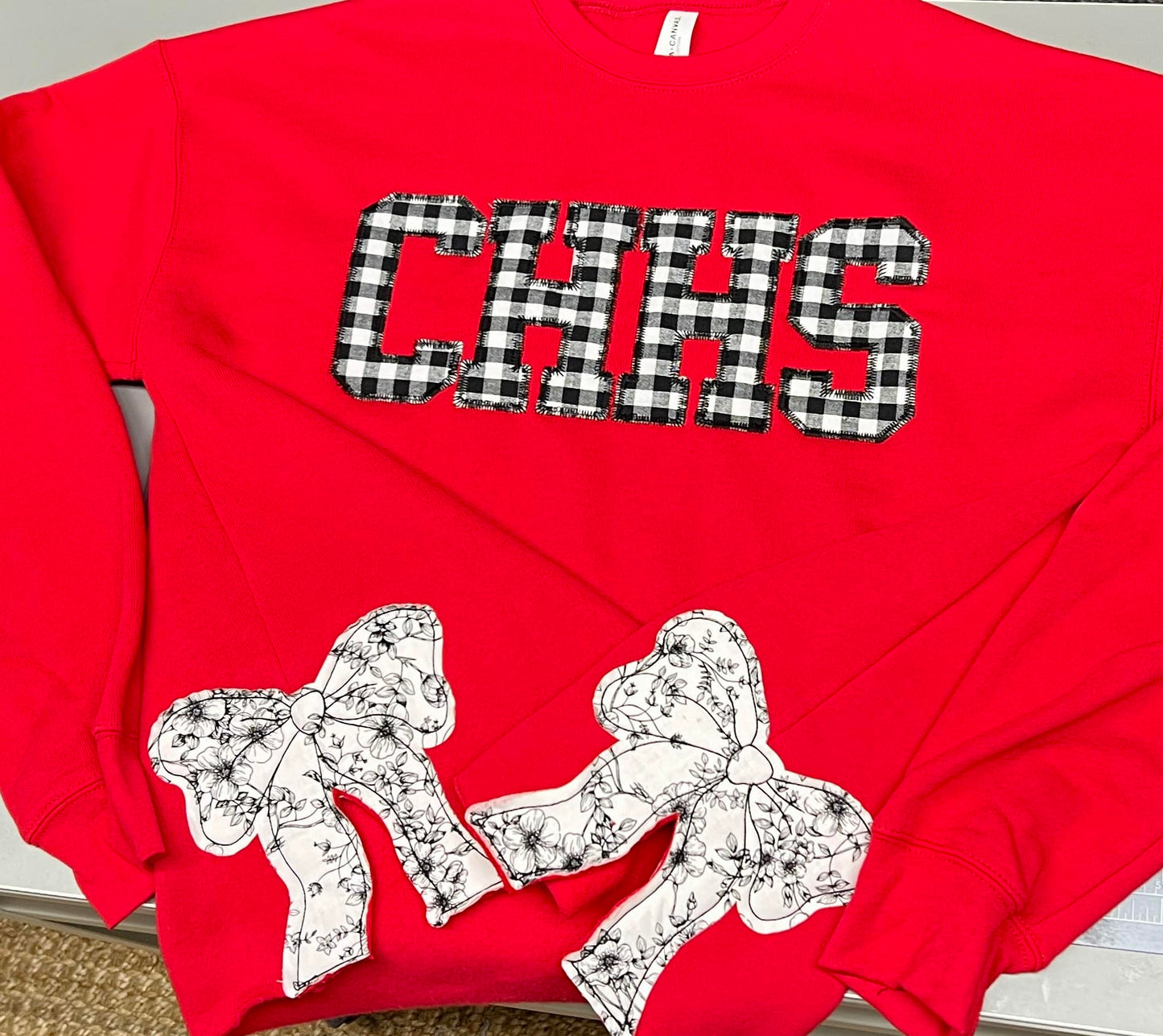 Varsity Bow Appliqué Sweatshirt – Custom School Spirit