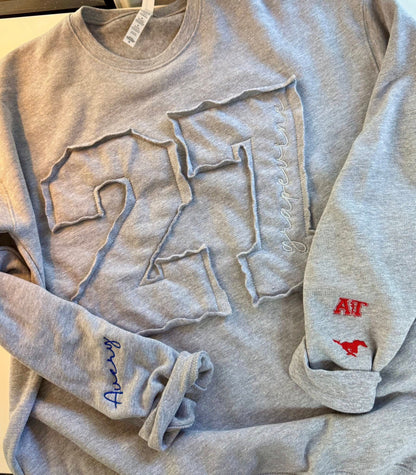Custom Graduation Year or Player Number Sweatshirt – Personalized Sleeves for School Spirit, Sports, or Activities