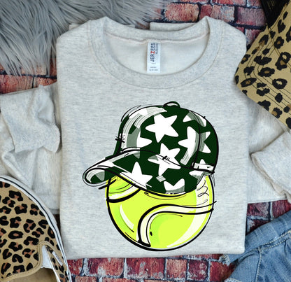 DARK GREEN PLAY BALL HAPPY FACE TENNIS