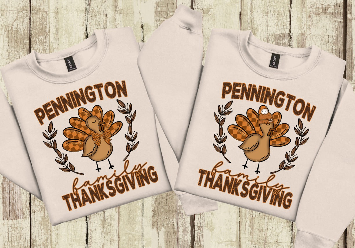 TURKEY FAMILY THANKSGIVING BOW & CAP VERSIONS