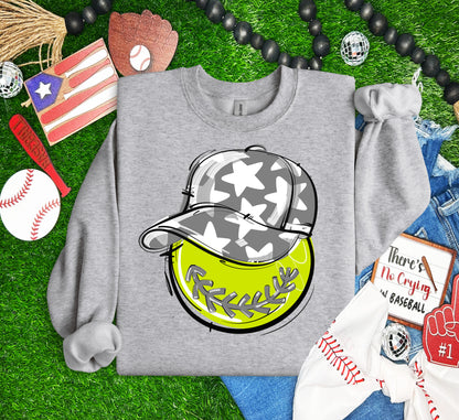 GRAY PLAY BALL HAPPY FACE SOFTBALL