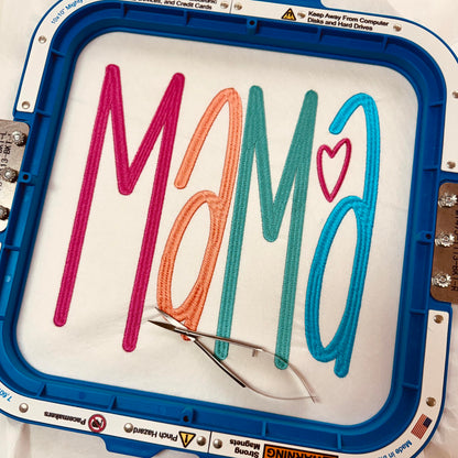 MAMA LETTERING MACHINE EMBROIDERY FILE 3.75" & 8" WIDE  [DST FORMAT]