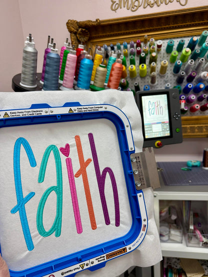 FAITH LETTERING MACHINE EMBROIDERY FILE 8" WIDE  [DST FORMAT]