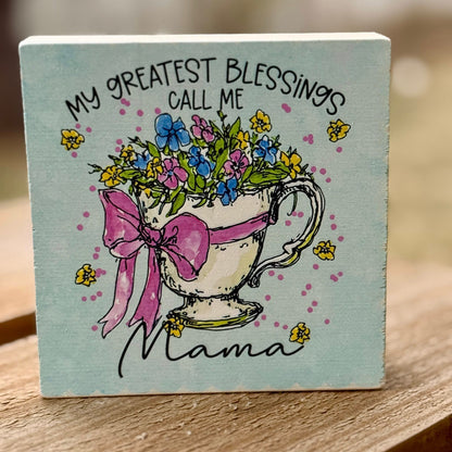 Custom UV Printed Wood Shelf Sitter | Tier Tray Decor Block | Personalized 4x4 Wood Sign