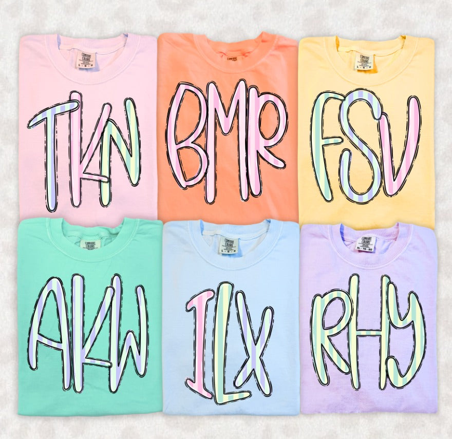 SUMMER STRIPE MONOGRAM - INDIVIDUAL SET OR SET OF 3