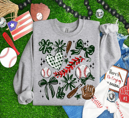 DARK GREEN PLAY BALL COLLAGE BASEBALL