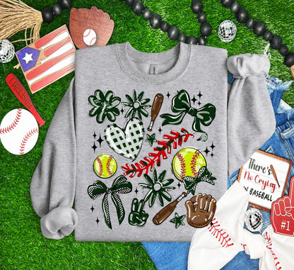 DARK GREEN PLAY BALL COLLAGE SOFTBALL