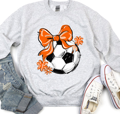 ORANGE PLAY BALL SOCCER BOW WITH FLOWERS