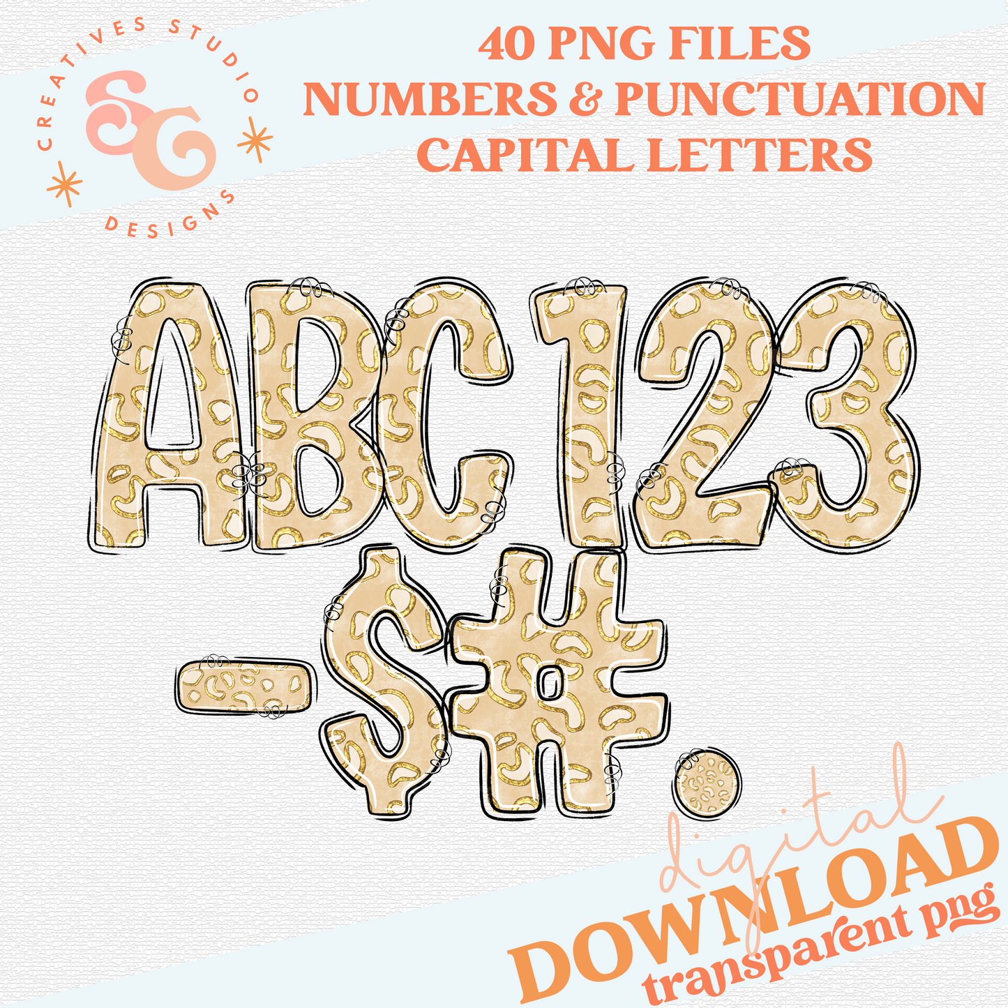 CHEETAH COLOR BEIGE ALPHABET