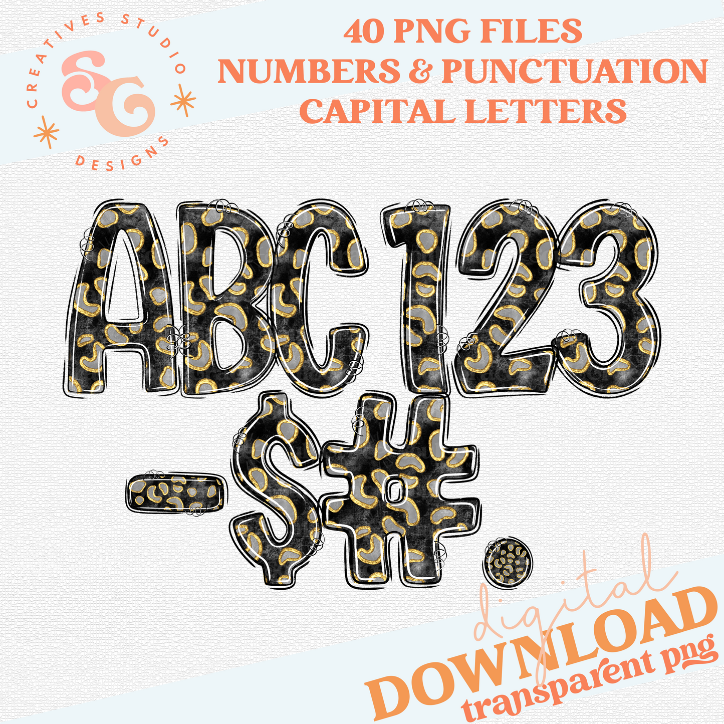 CHEETAH COLOR BLACK ALPHABET