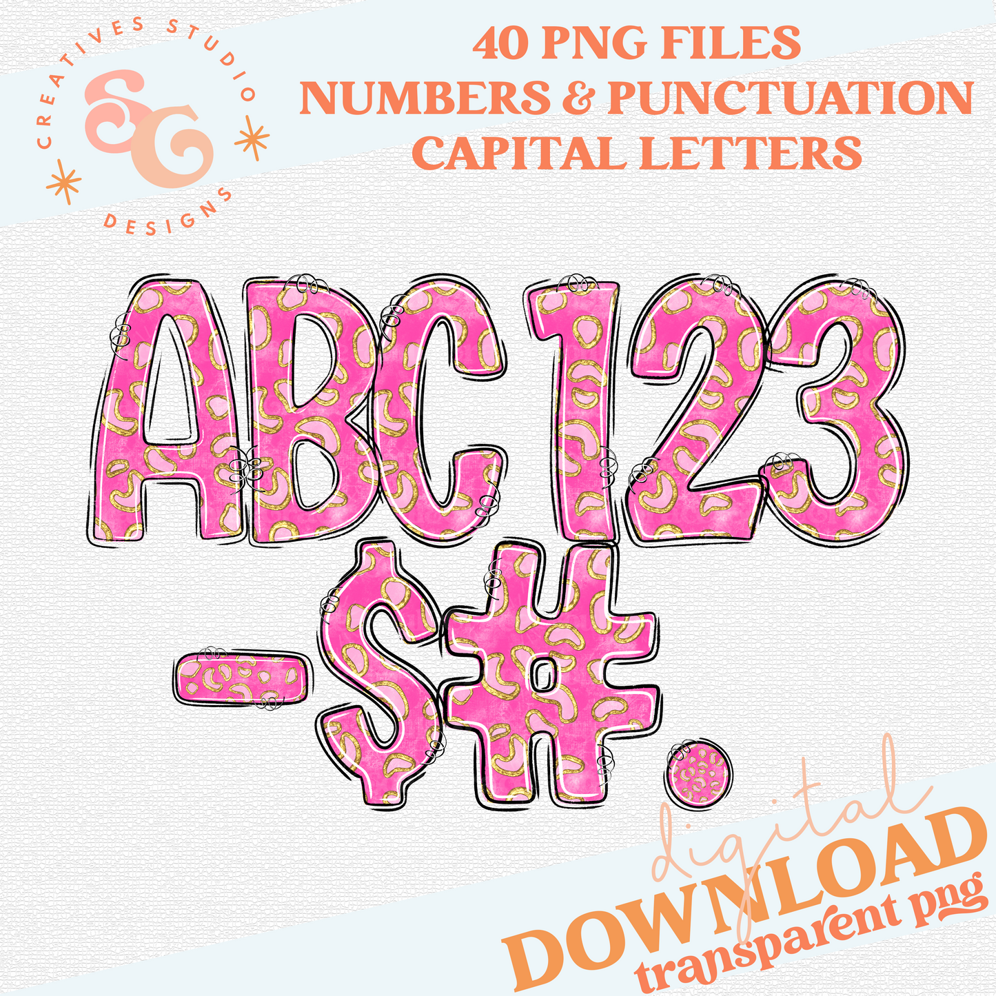 CHEETAH COLOR PINK ALPHABET