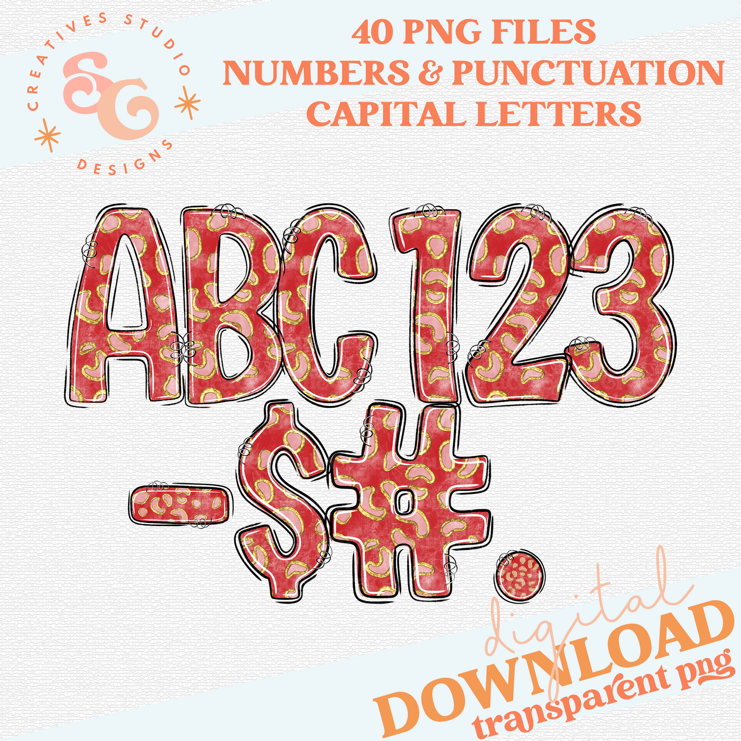 CHEETAH COLOR RED ALPHABET