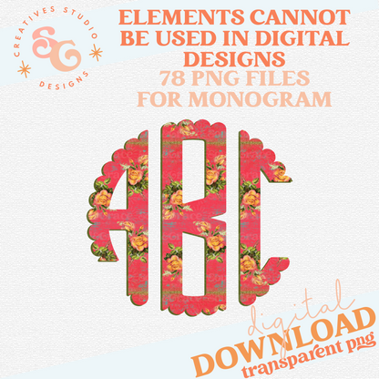 VINTAGE ROSE MONOGRAM ALPHA