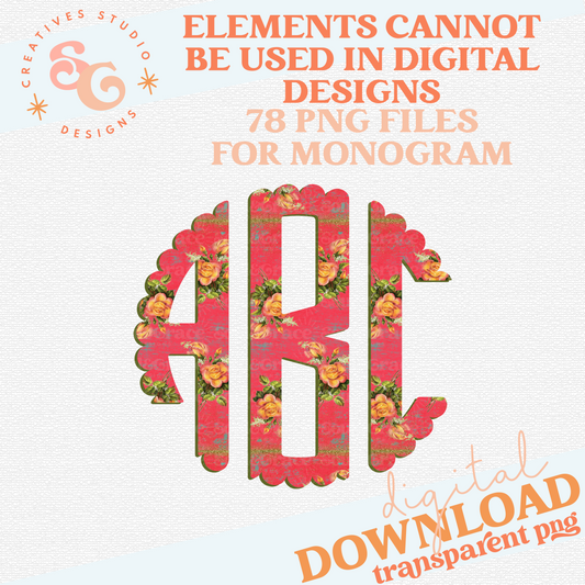 VINTAGE ROSE MONOGRAM ALPHA