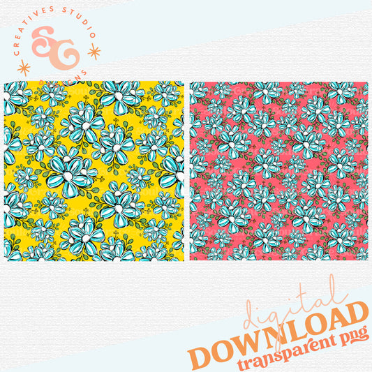 Aqua Floral Paper Set