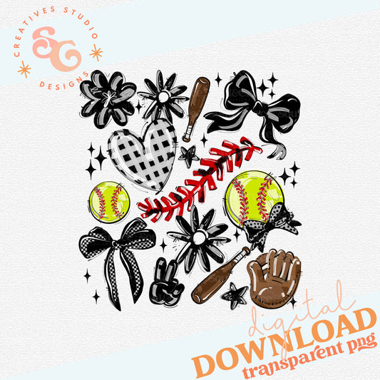 BLACK PLAY BALL COLLAGE SOFTBALL