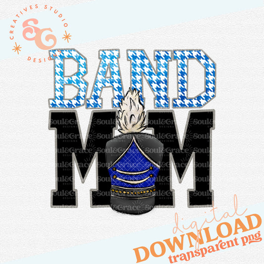 Faux Stitched Band Mom - Blue
