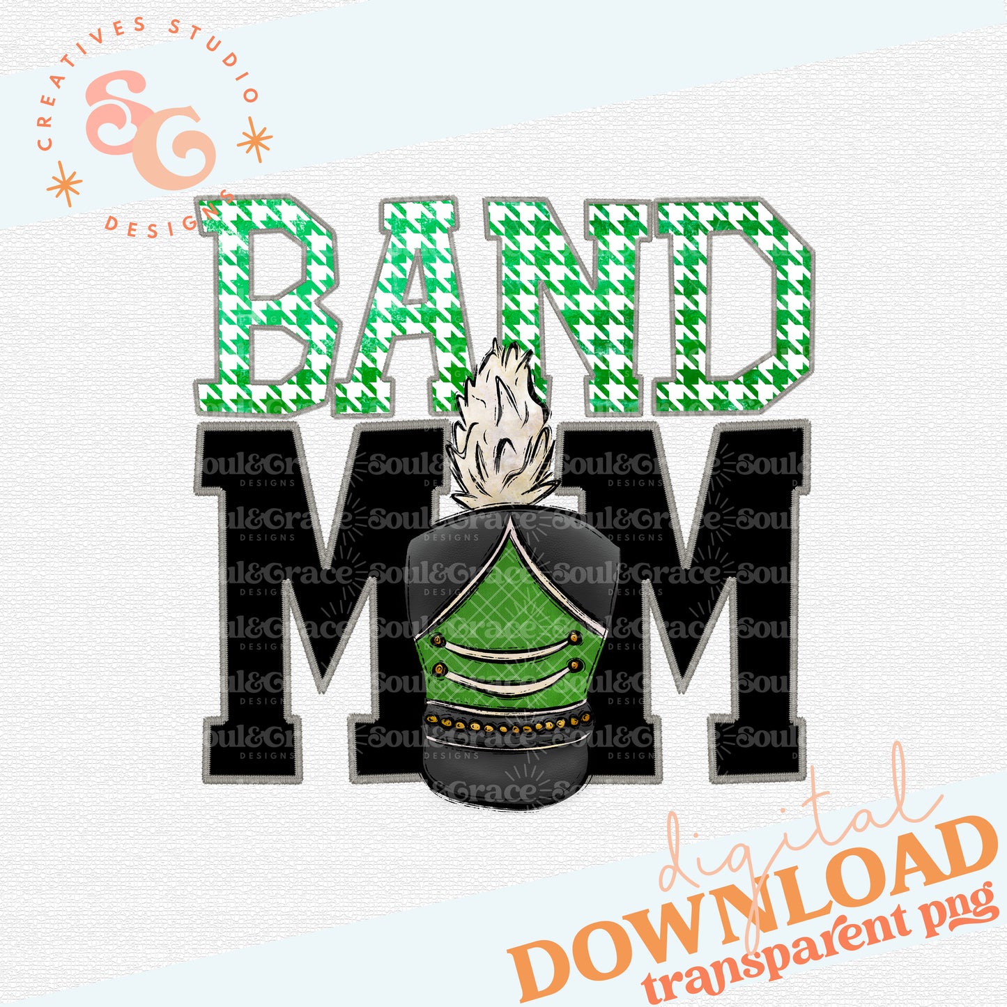 Faux Stitched Band Mom - Green